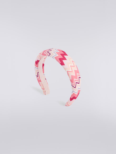 Zigzag cotton hair band, Pink   - KS23SS00BV00DES30BY
