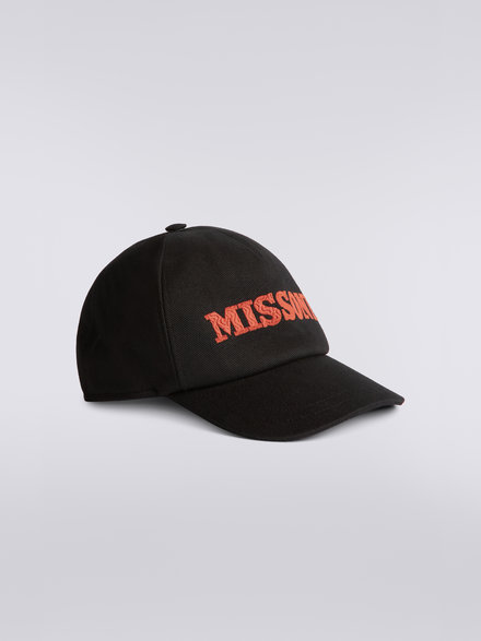 Cotton hat with visor and logo, Black    - KS23SS09BV00DFS91H3