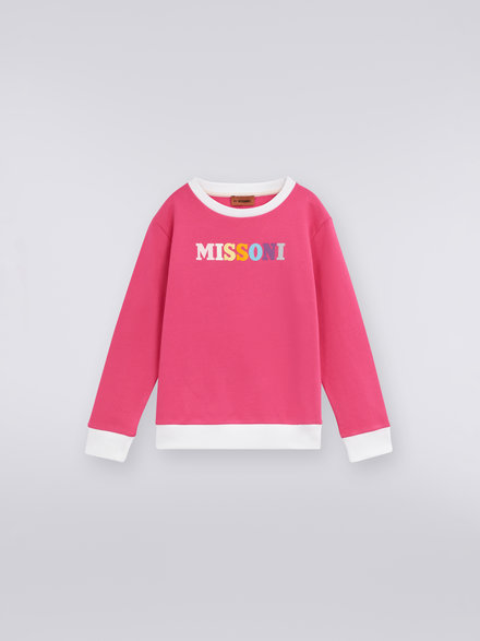 Crew-neck cotton sweatshirt with multicoloured logo, Multicoloured  - KS23SW02BV00DES506K