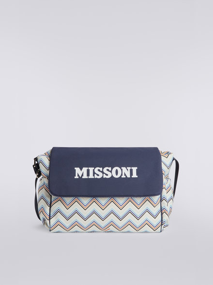 Zigzag cotton shoulder bag with logo lettering, Multicoloured  - KS23SX00BV00DFSM924