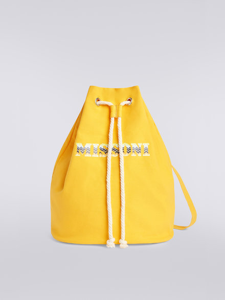 Cotton rucksack with rope drawstring and zigzag logo, Yellow  - KS23SX01BV00DFS10AH