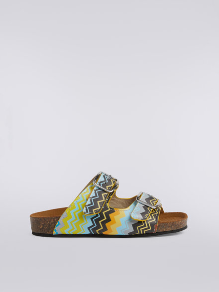 Flat sandals with double zigzag patterned band, Multicoloured  - KS23SY03BV00DFSM927
