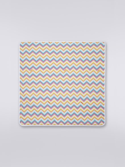 Zigzag patterned cotton blanket with logo, Multicoloured  - KS23SZ00BV00DFS019C
