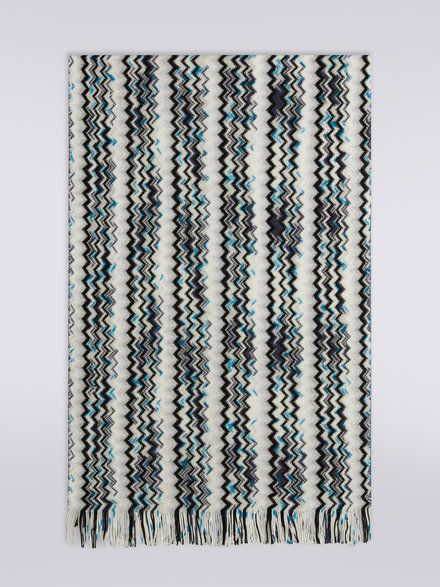 Cotton zigzag scarf with fringes, Multicoloured  - LS23SS01BV00DBSM67U