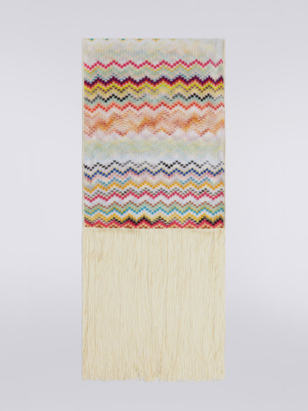 Multicoloured viscose scarf with fringes, Multicoloured  - LS23WS0LBV00DCSM67U