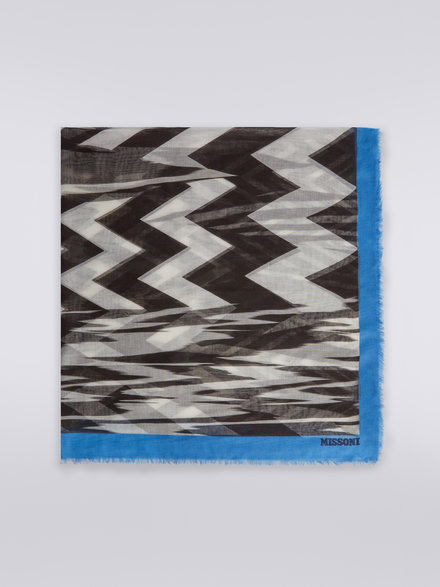 Zigzag mohair shawl with plain trim and logo, Multicoloured  - LS23WS10BV00DBSM67S