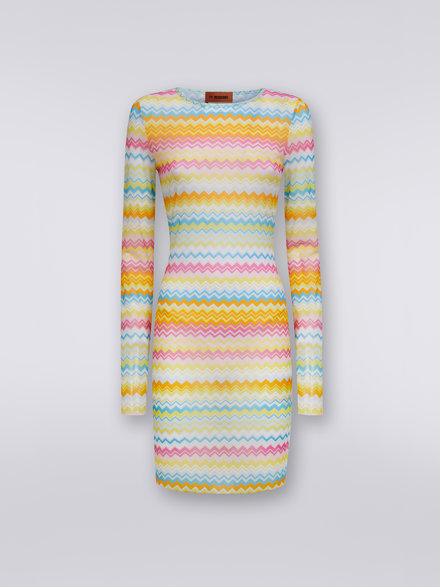 Zigzag print tulle cover up mini-dress, Multicoloured - MC22SL00BJ00DJSM8NO