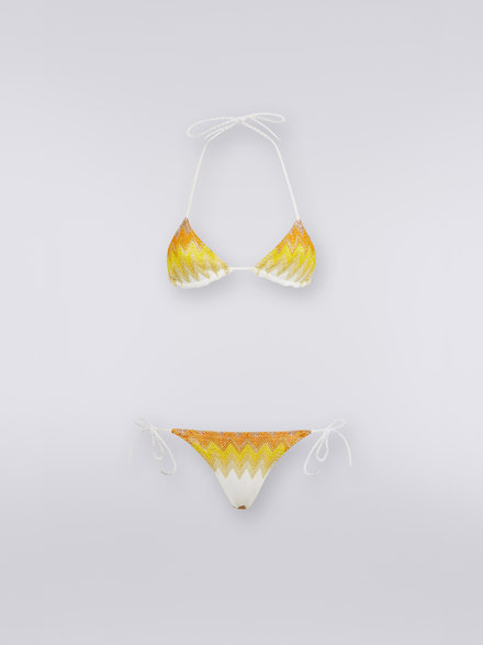 Zigzag viscose blend bikini with lurex, White, Yellow & Ochre - MC22SP00BR00JJS109L