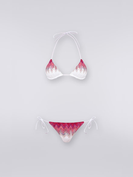 Zigzag viscose blend bikini with lurex, White, Pink & Fuchsia - MC22SP00BR00JJS30AI