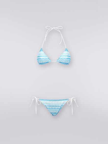 Bikini in two-tone zigzag knit, Sky Blue - MC22SP00BR00K4S729Z