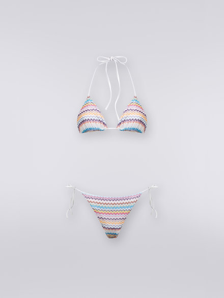 Bikini in two-tone zigzag knit, Multicoloured - MC22SP00BR00K4SM8NQ