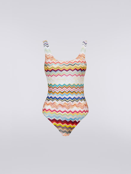 Viscose zigzag one-piece swimming costume, Multicoloured - MC22SP05BR00JISM8LL