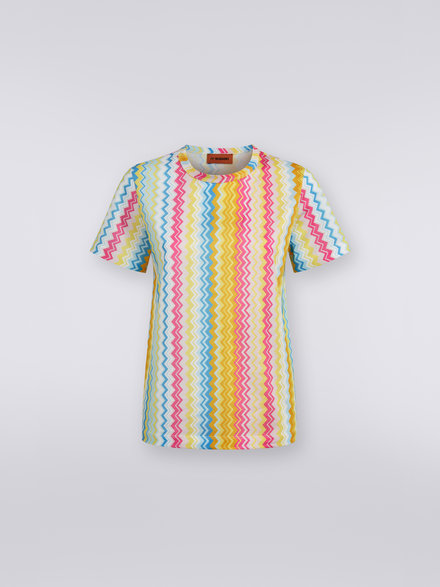 Patterned cotton jersey crew-neck T-shirt, Multicoloured - MC23SL01BJ00DISM8NO