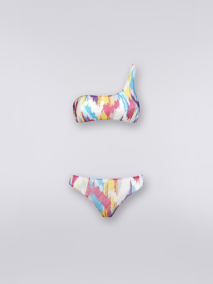 One-shoulder bikini with slub print, Multicoloured  - MC23SP02BR00JOSM8NR