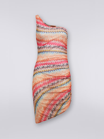Short chevron tulle one-shoulder cover up, PINK SHADE CHEVRON - MS22SQ1OBR00T6S30C7