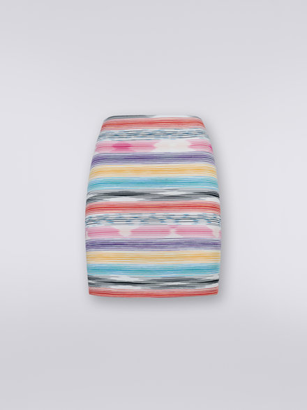 Slub stretch viscose blend mini-skirt , Multicoloured - MS23SH0ABT004KSM8N3
