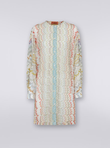 Silk cover up with open sleeves, Multicoloured  - MS23SQ07BR00JHSM8LH