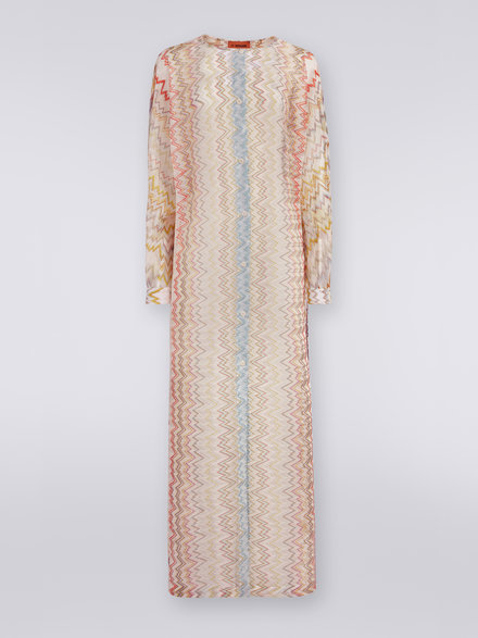 Long striped kaftan cover up with lamé, Multicoloured  - MS23SQ08BR00JHSM8LH