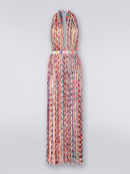 Multicoloured tubular fringed long cover up, Multicoloured - MS23SQ0LBJ00DHSM8NY