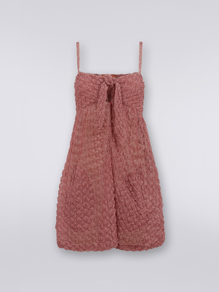Short viscose lace cover up with lamé, Pink Lamé - MS23SQ0NBR00JLL303S