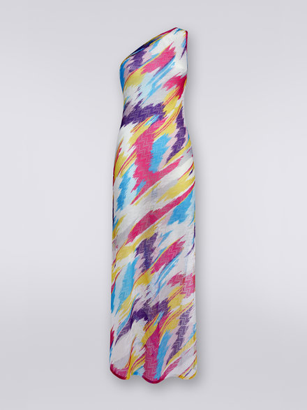One-shoulder zigzag print long cover up dress, Multicoloured  - MS23SQ0QBR00JOSM8NR