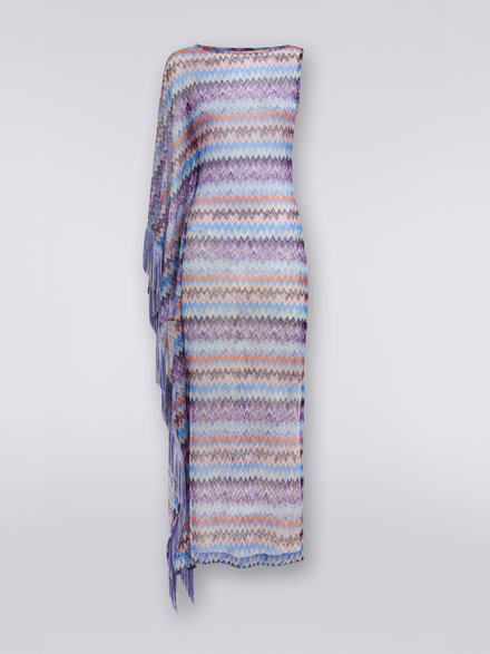 Long chevron viscose tulle cover up with tassels, BLUE SHADE CHEVRON - MS23SQ13BR00T6S72CB