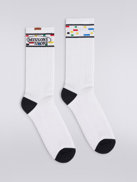 Cotton terry socks with Legacy logo, White  - OS23SS03BW00N1SM8OQ