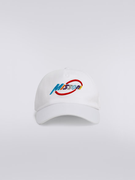 Cotton visor hat with multicoloured logo lettering, White  - OS23SS07BW00ODS0180