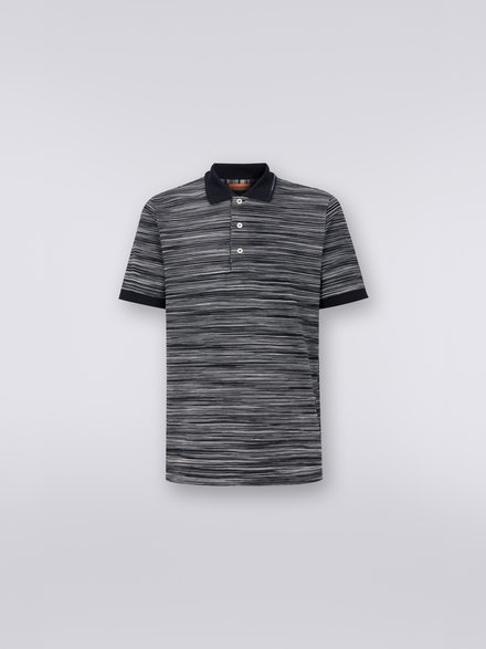 Slub cotton polo shirt with plain details, Black & White - UC22W201BJ001GF901B