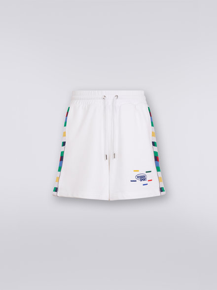 Cotton and viscose jersey shorts with knitted bands, White & Multicoloured Heritage - UC23SI02BJ00EQS017A
