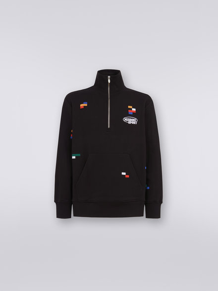 Sweatshirt with half zip and Legacy logo embroidery, Black & Multicoloured - UC23SW01BJ00EES91E6