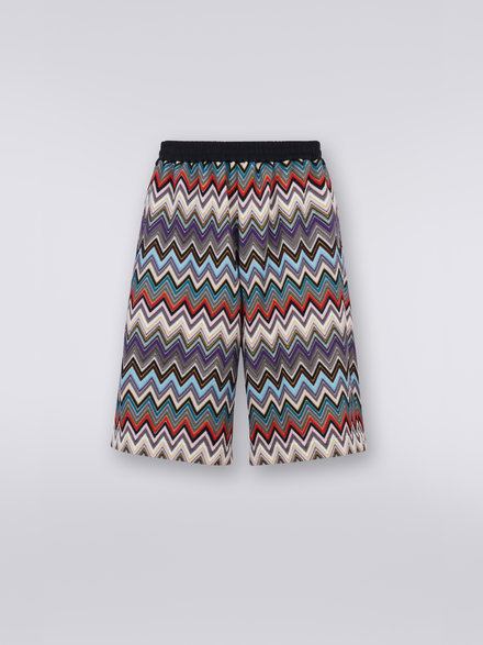 Cotton and viscose blend chevron Bermuda shorts, Multicoloured - US23SI0CBR00KDSM8LO
