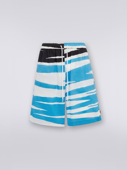 Cotton Bermuda shorts with slub print, Multicoloured - US23SI0CBW00MGS728Y