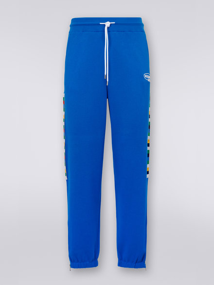 Cotton jogging bottoms with logo, Blue - US23SI0TBK023FS729T
