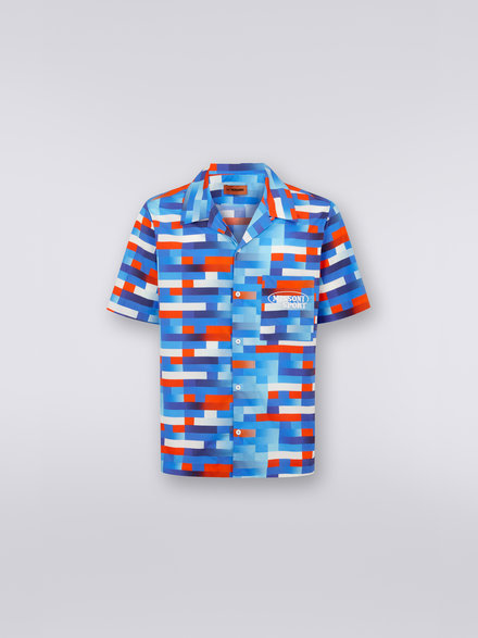 Short-sleeved cotton bowling shirt, Multicoloured  - US23SJ0LBW00LSSM8NA