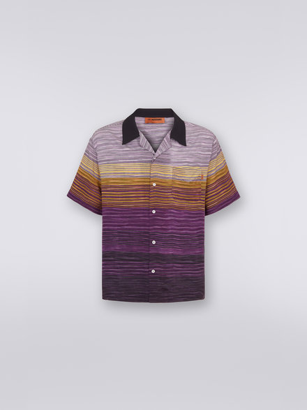 Short-sleeved cotton bowling shirt, Multicoloured - US23SJ0RBW00M5F500R