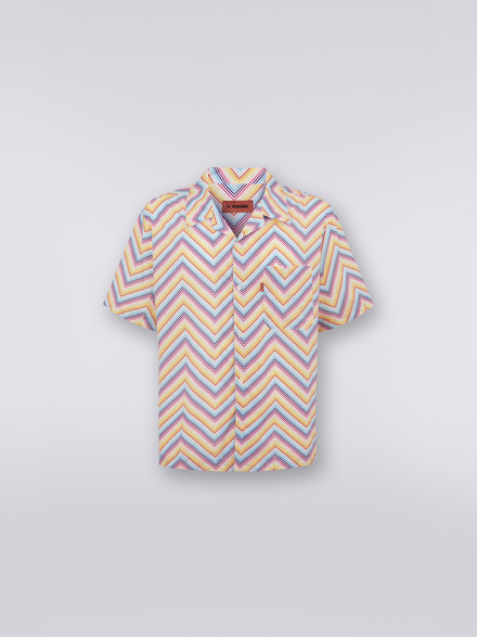 Short-sleeved cotton bowling shirt, Multicoloured  - US23SJ0RBW00MFS016L