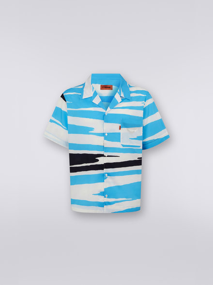 Short-sleeved cotton bowling shirt, Multicoloured  - US23SJ0RBW00MGS728Y