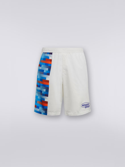 Swimming trunks with logo and insert in heritage colours, White  - US23SP01BW00LUS017G