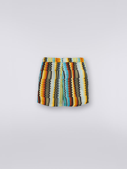 Nylon blend zigzag swimming trunks, Multicoloured - US23SP04BW00M2S109N