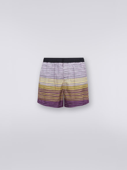 Nylon-blend swimming trunks in slub print, Multicoloured - US23SP04BW00M6F500R