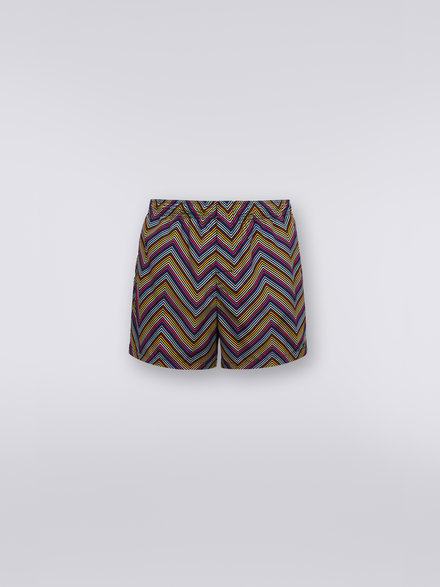 Nylon blend swimming trunks with zigzag print, Multicoloured - US23SP04BW00MDS91DJ