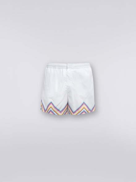 Nylon blend swimming trunks with dégradé zigzag print, White  - US23SP04BW00MES016W