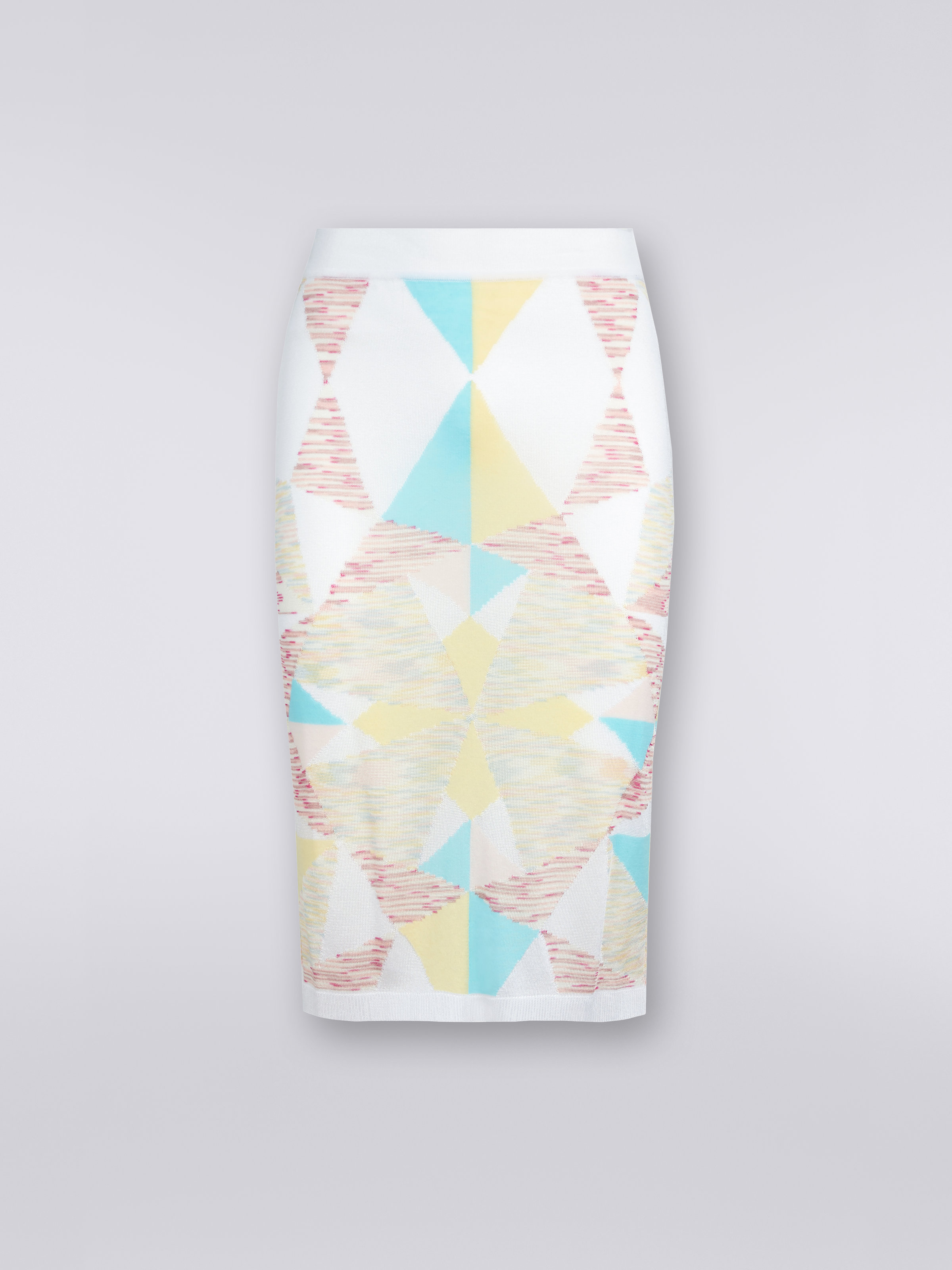 Viscose and cotton blend longuette skirt with star pattern, Multicoloured - 0