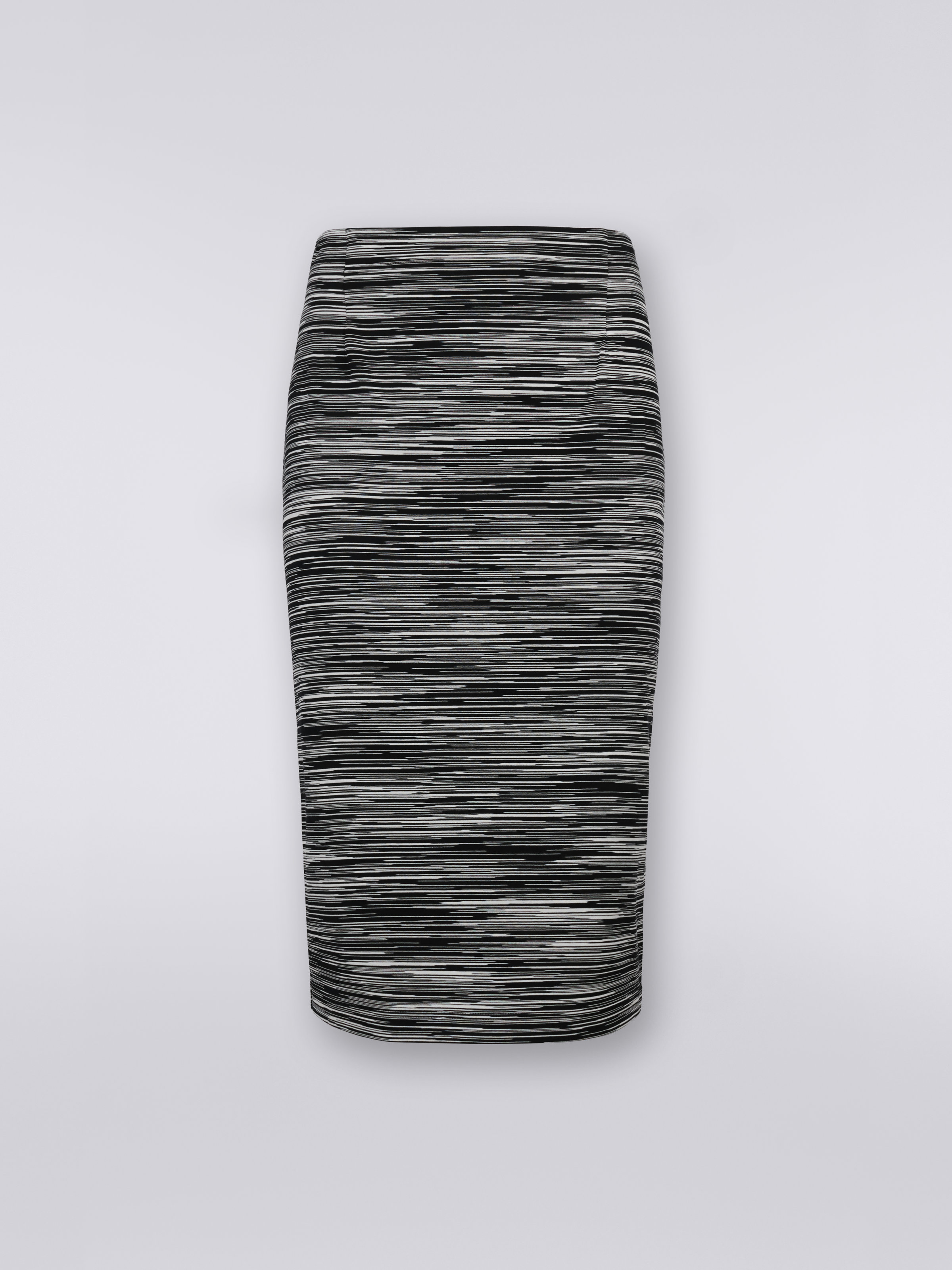Slub cotton jersey longuette skirt, Black & White - 0