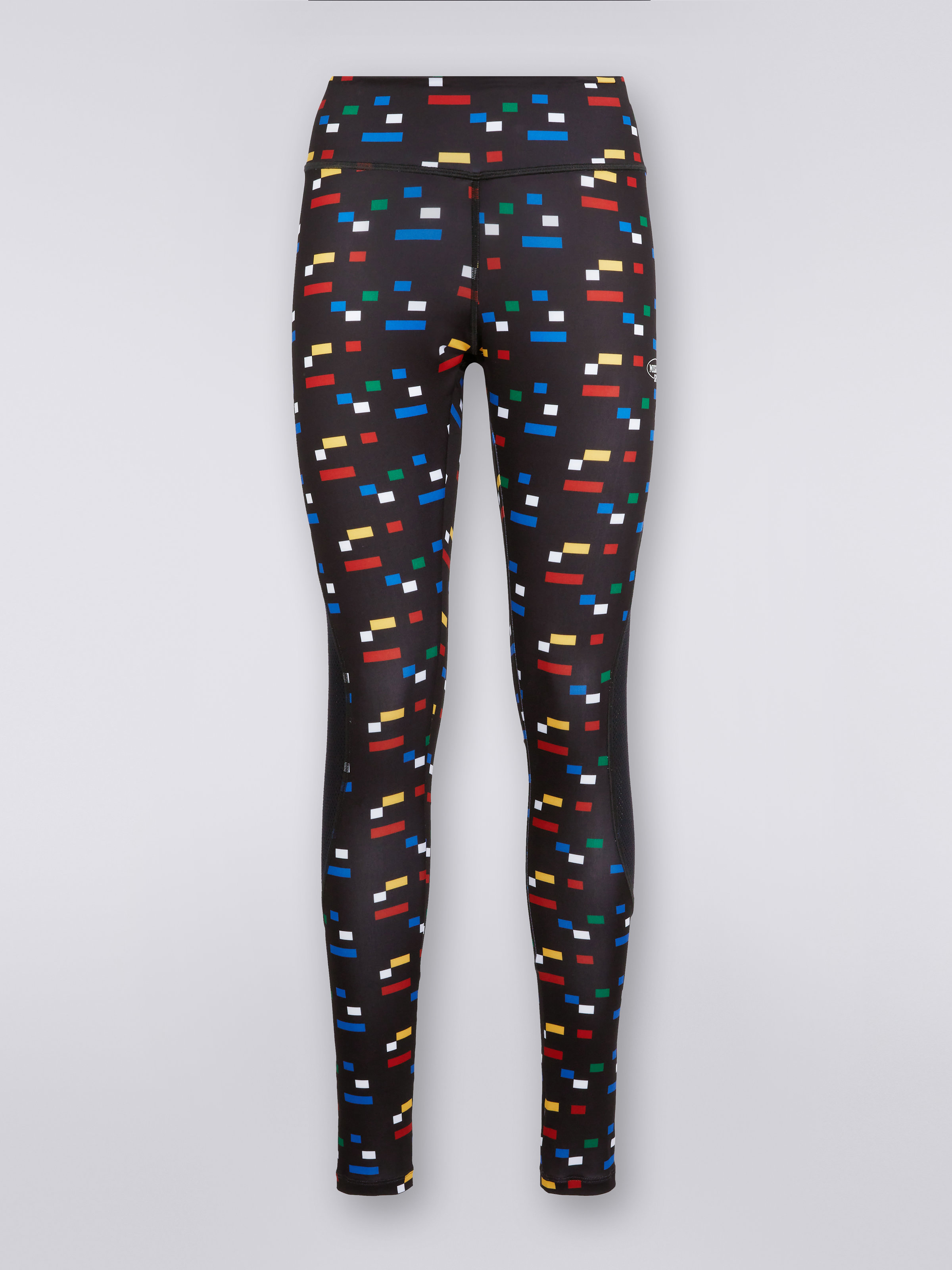 Leggings with mesh inserts and Legacy logo pixels, Black & Multicoloured  - 0