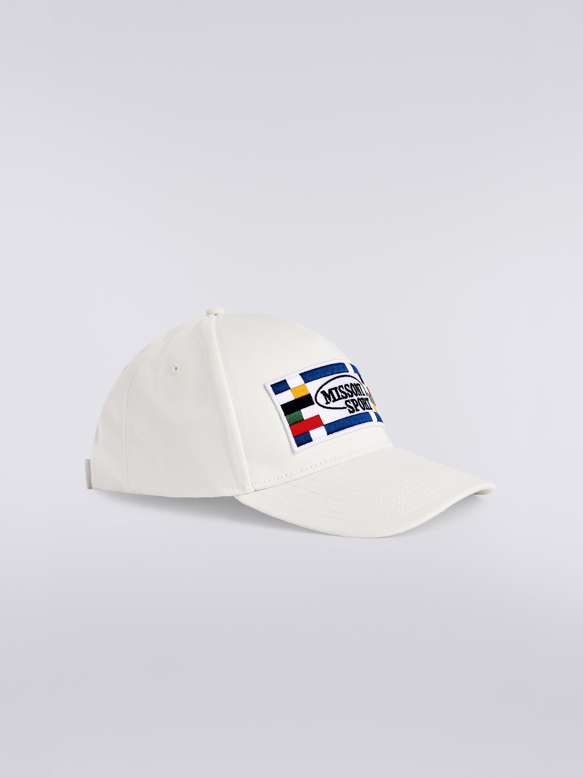 Cotton baseball cap with logo, White  - 1
