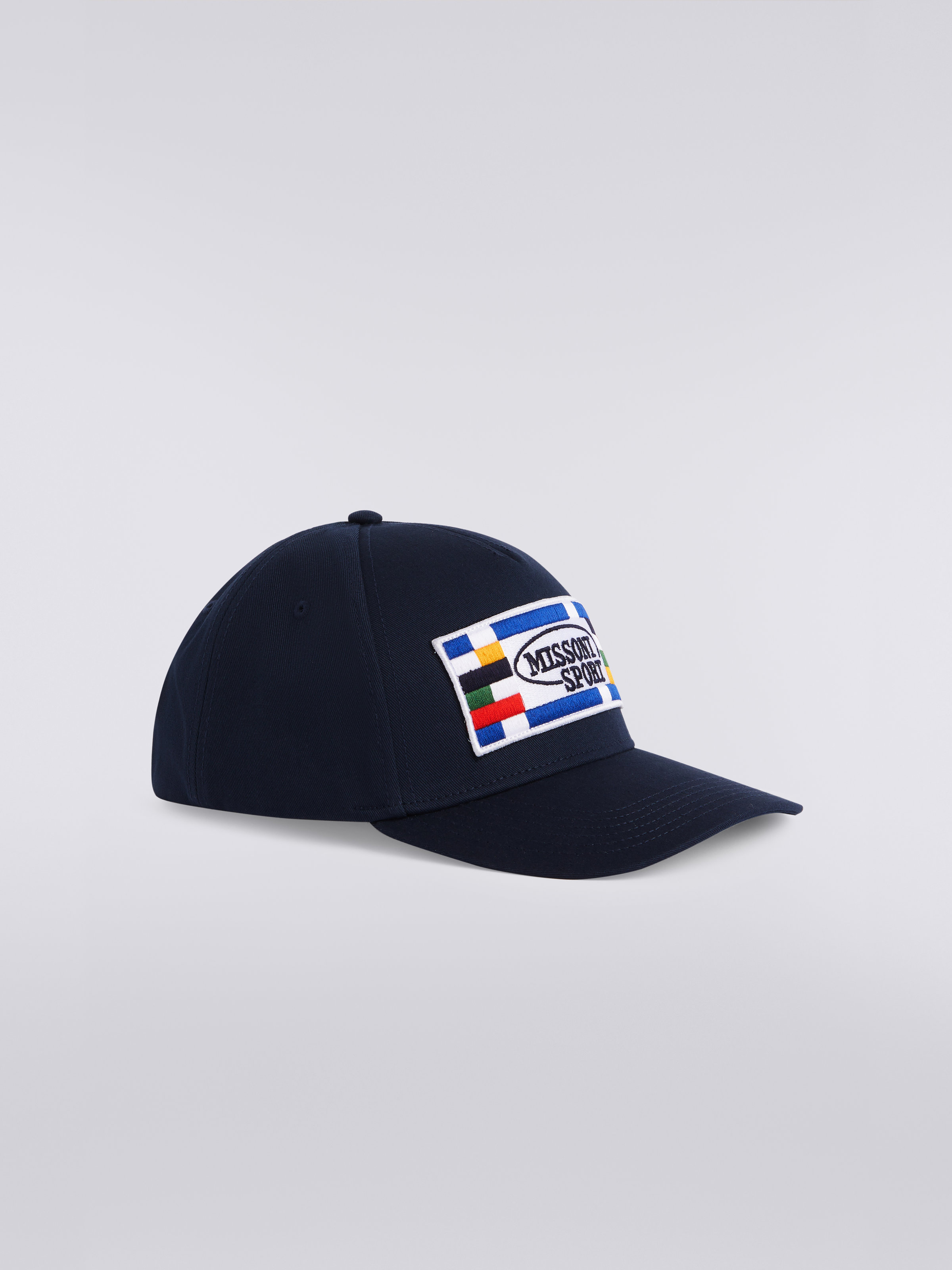 Cotton baseball cap with logo, Navy Blue - 1