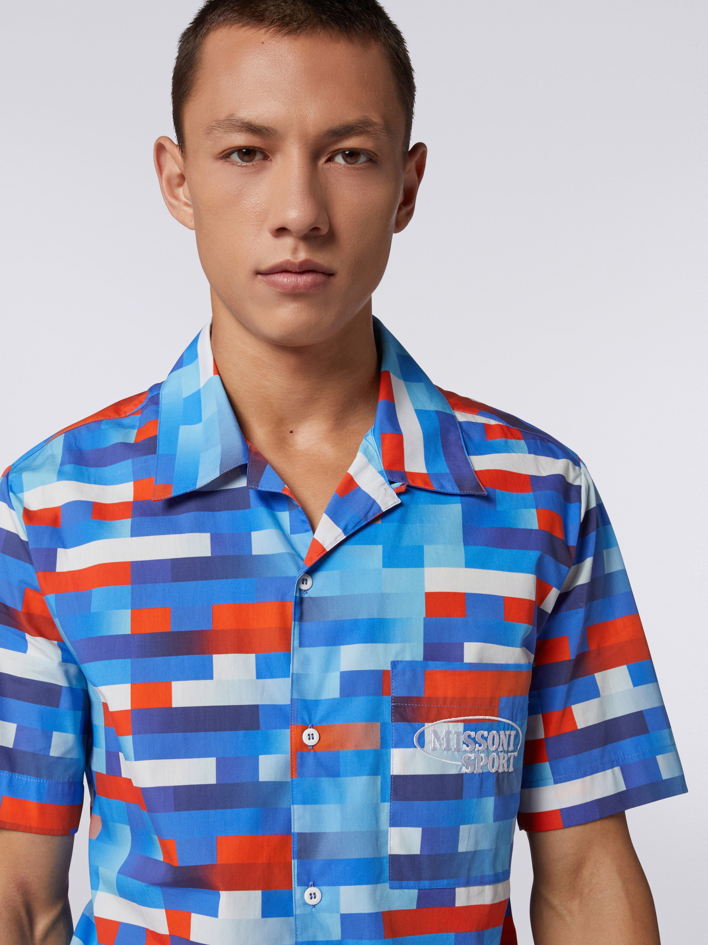 Short-sleeved cotton bowling shirt, Multicoloured  - 4